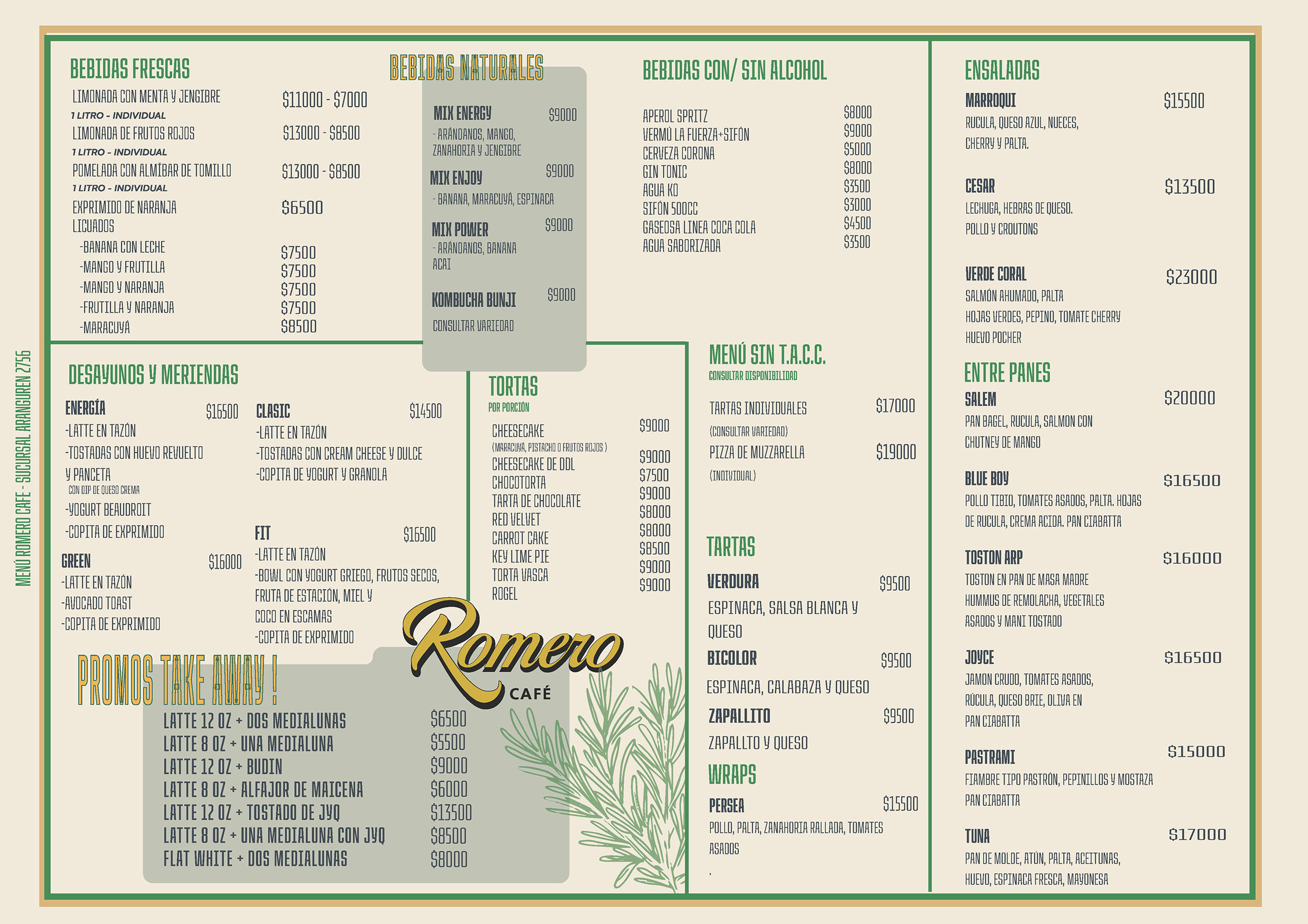 Romero Cafe Menu
