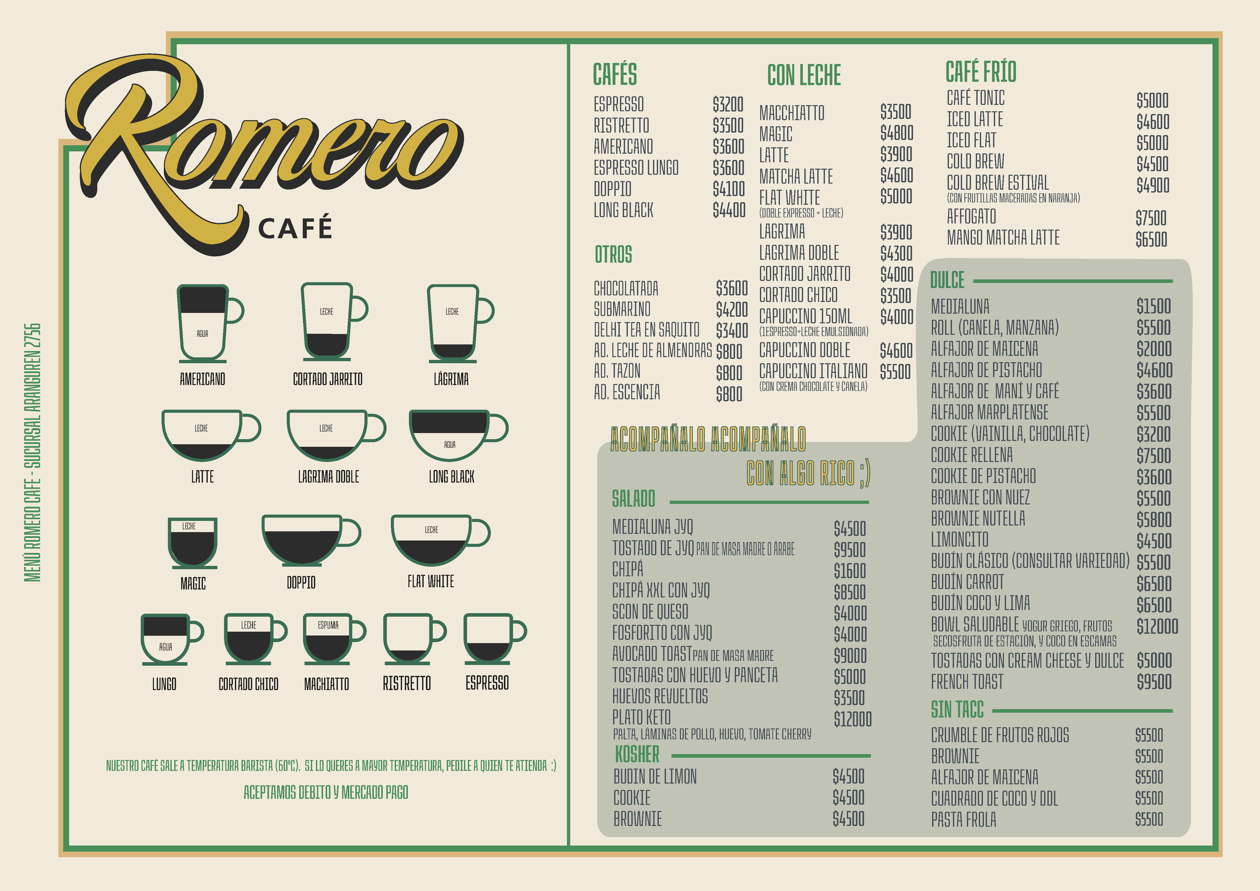 Romero Cafe Menu