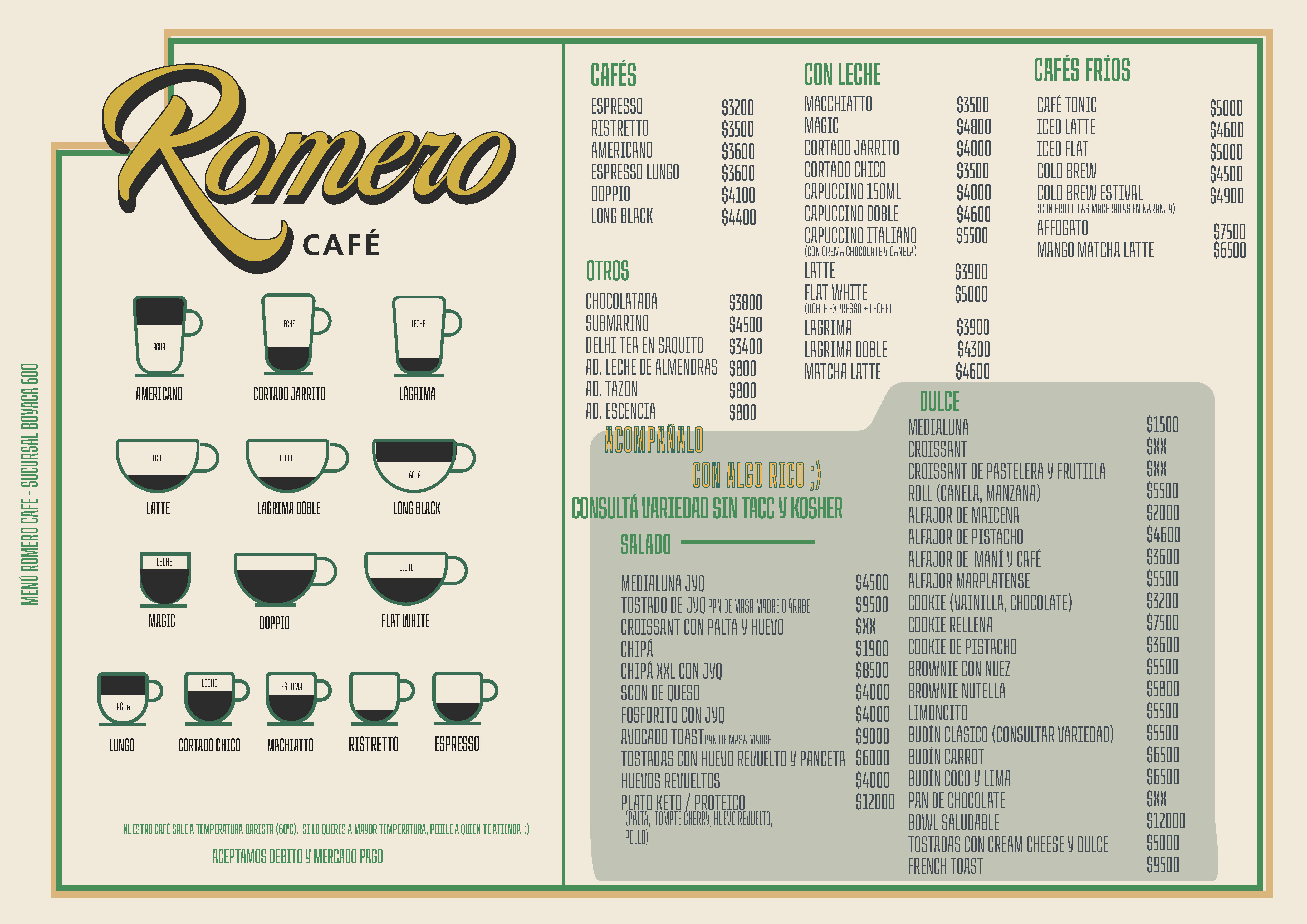 Romero Cafe Menu