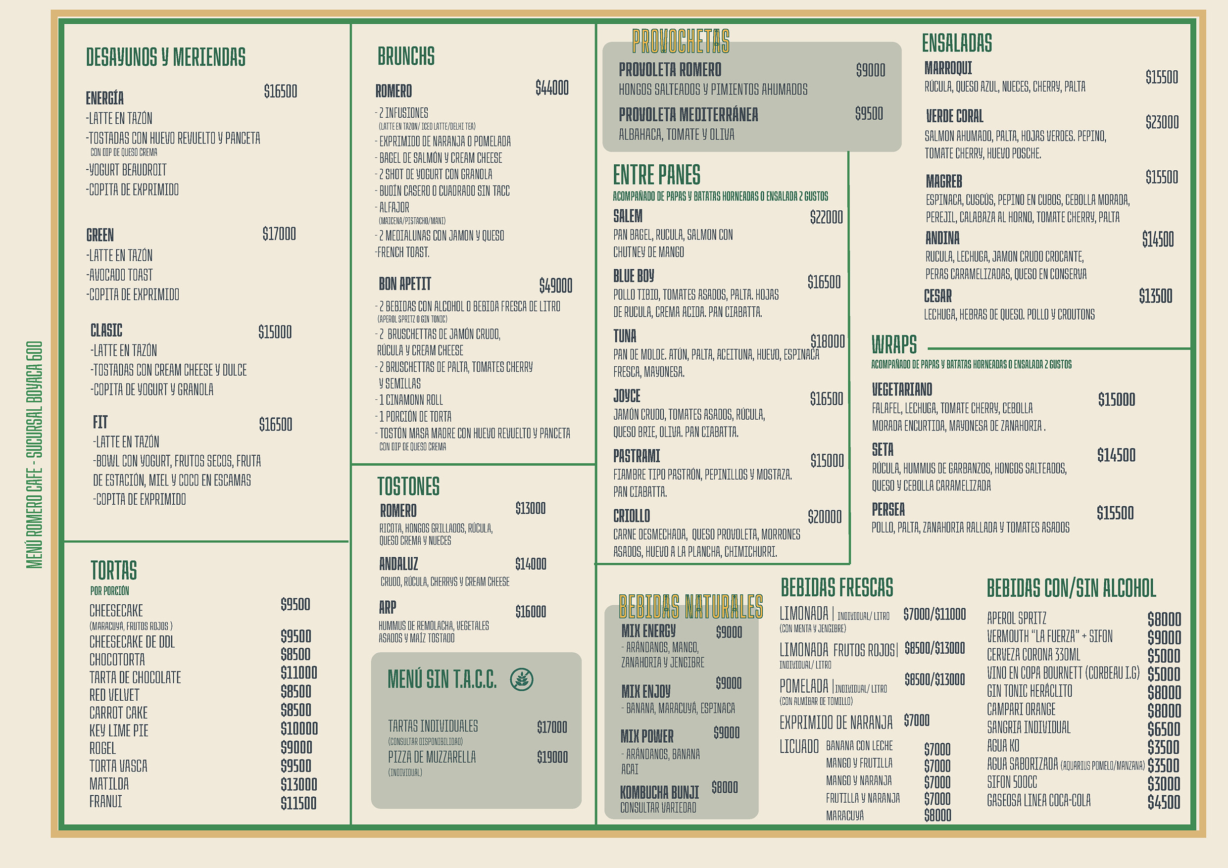 Romero Cafe Menu