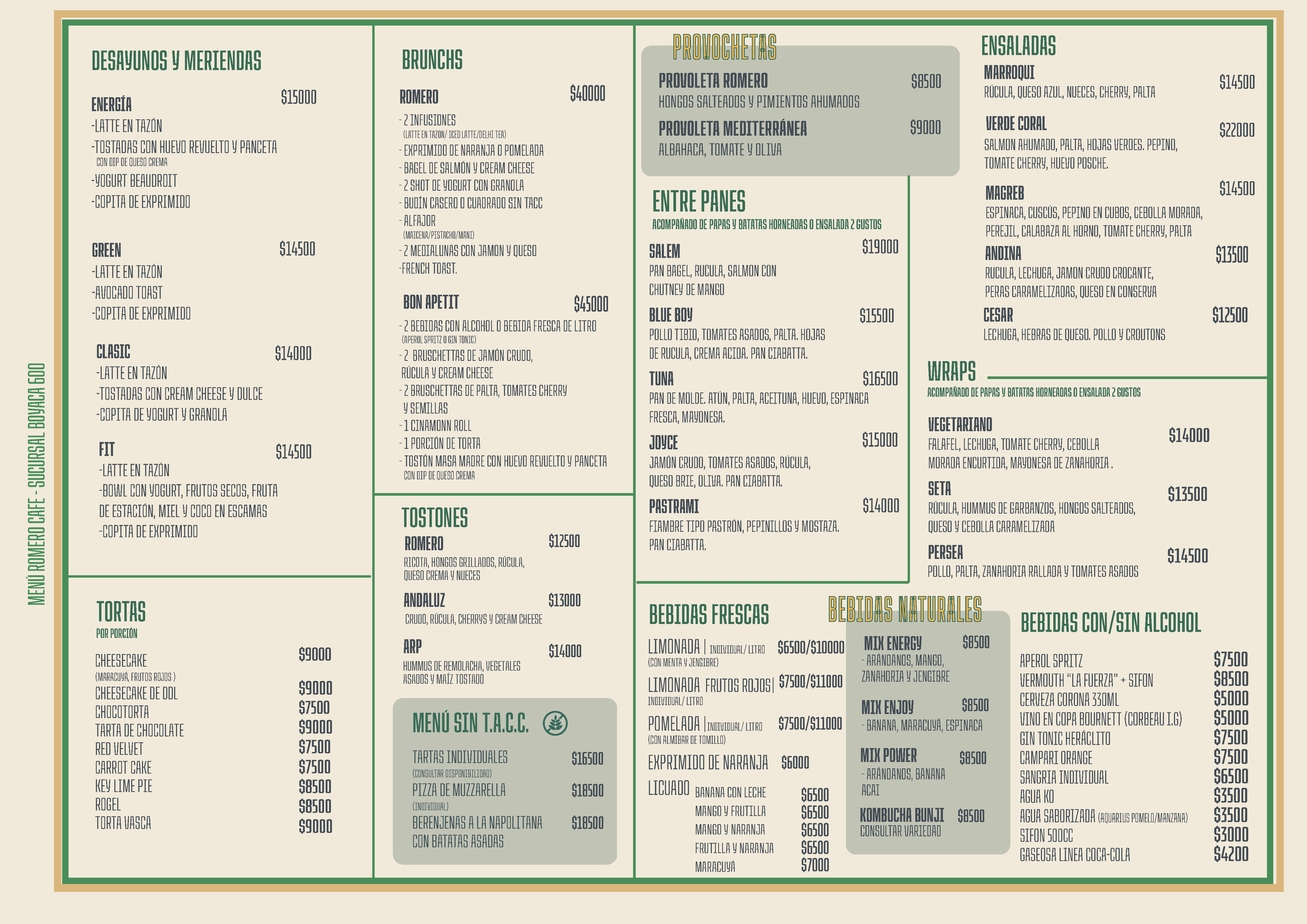 Romero Cafe Menu